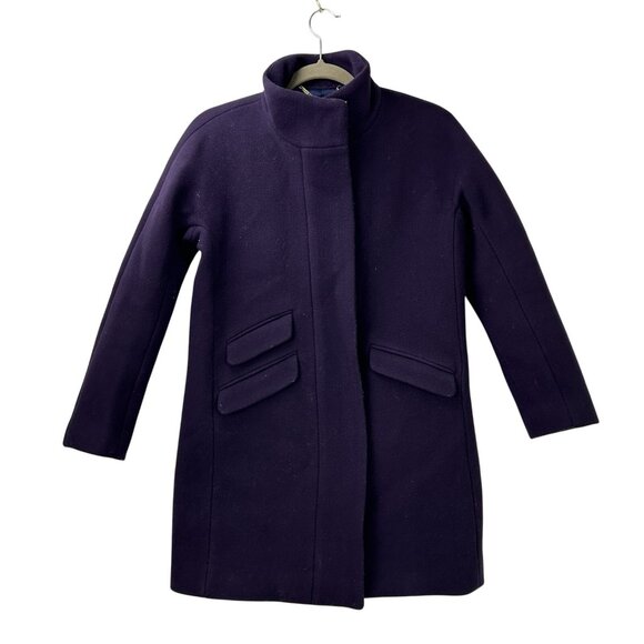J. Crew Womens 2P Cocoon Coat Italian Stadium Cloth Nello Gori Purple Wool Blend - Picture 7 of 15